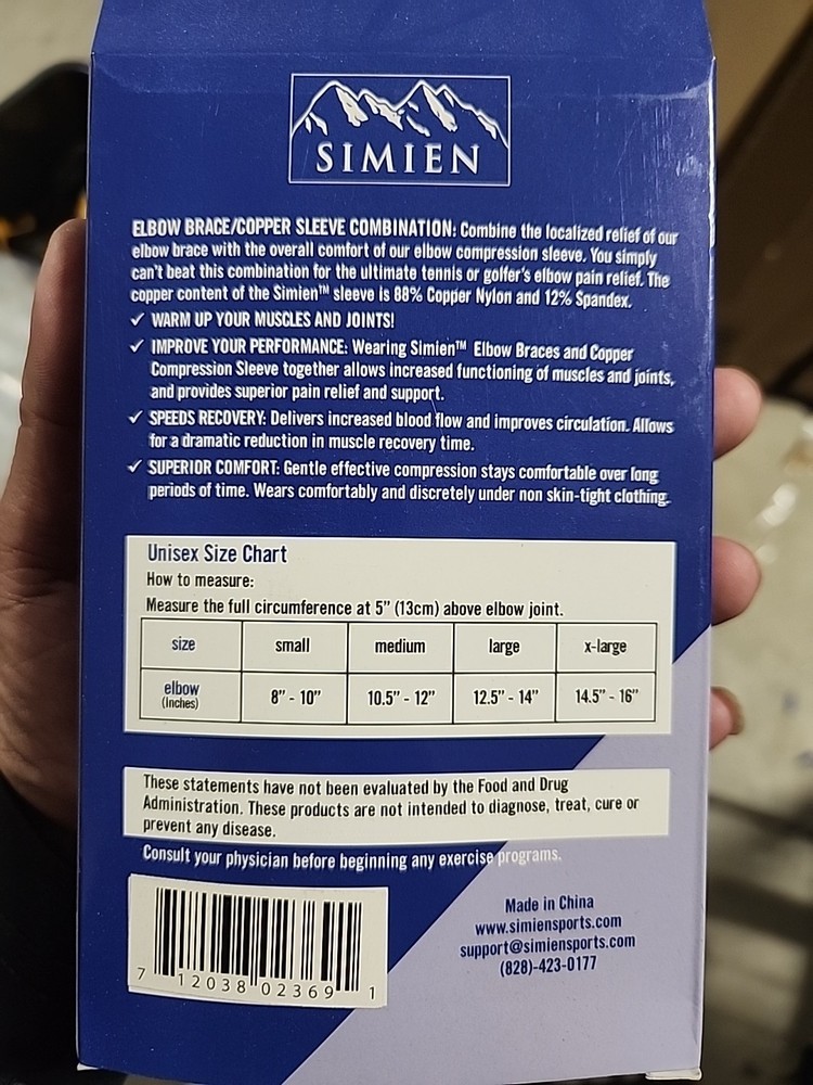 Simien Elbow Support 1 Sleeve, 1 Brace.