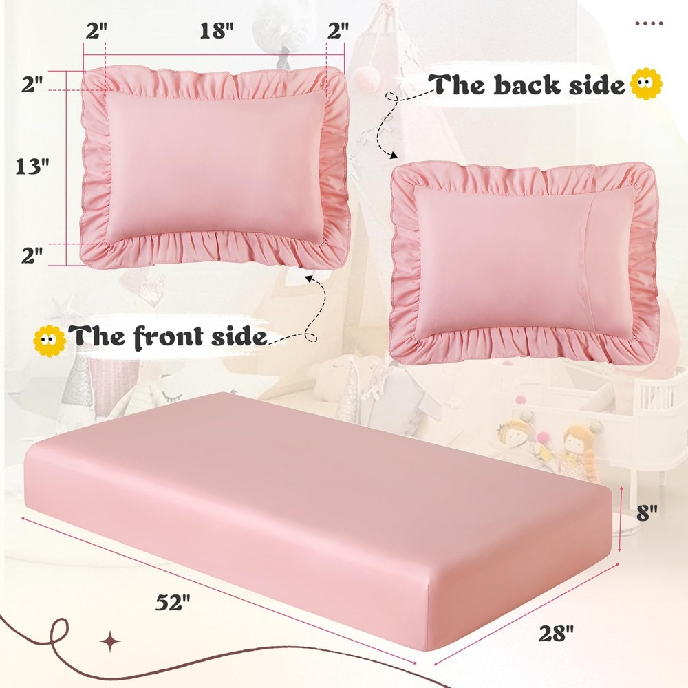 3 Piece Toddler Sheet Set Microfiber, Includes a Flat Sheet, a Fitted Sheet a...