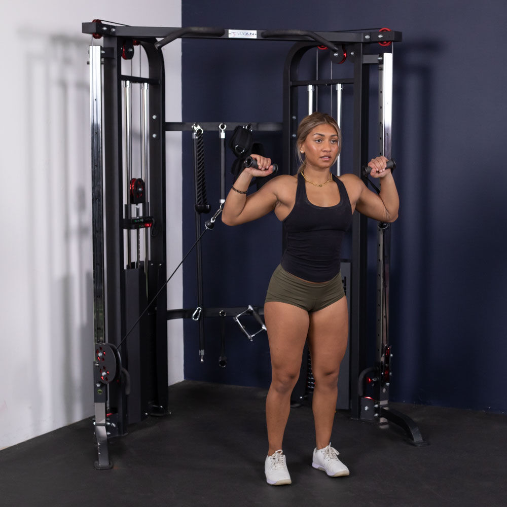 Titan Fitness Functional Trainer, Double Stack 200 LB 2:1 Cable Pull Station