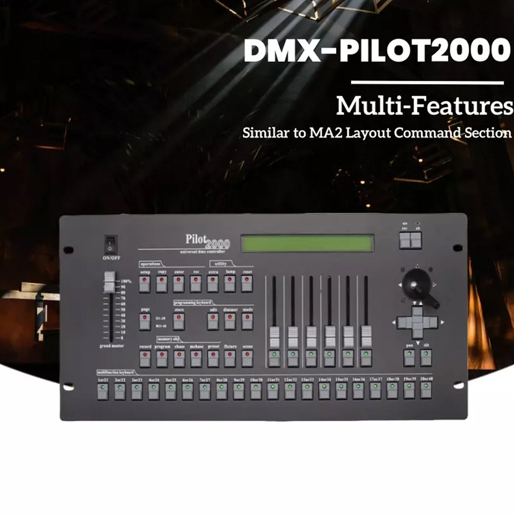 DMX Console Controller for Stage Lights with Chase Programs and Master Fader