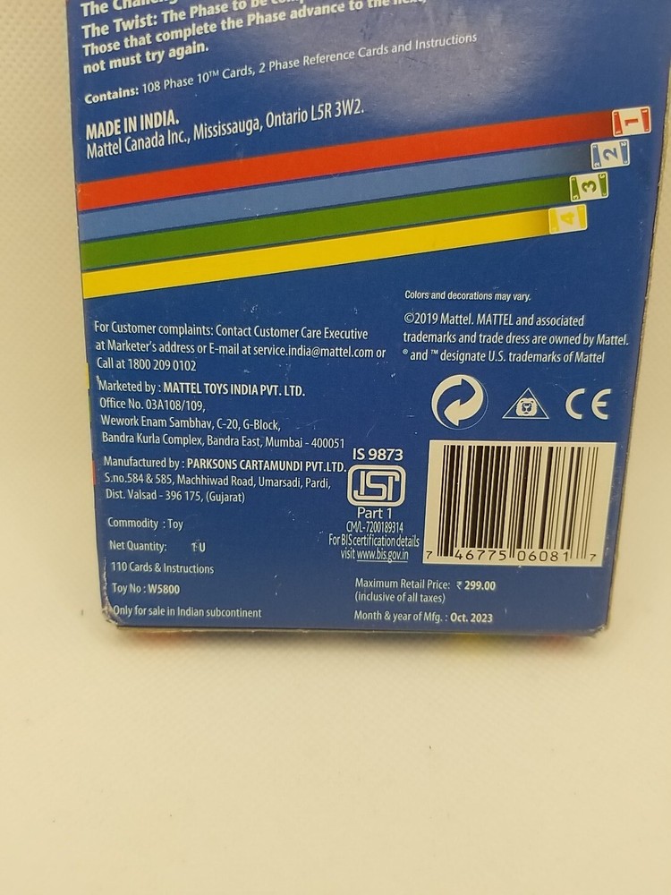 Mattel Phase 10 Card Game New Open Box