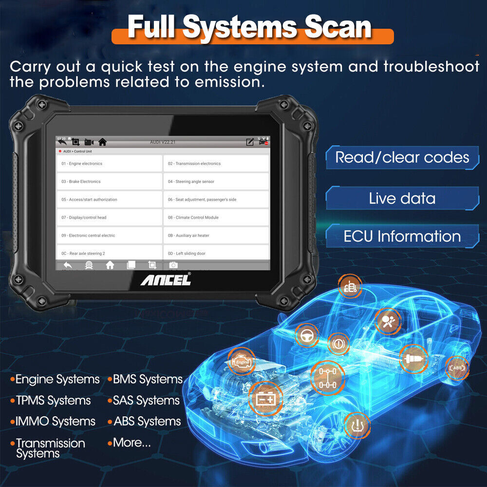 ANCEL V6 OBD2 Scanner Bi-directional Scan Tool All System Diagnostic Active Test