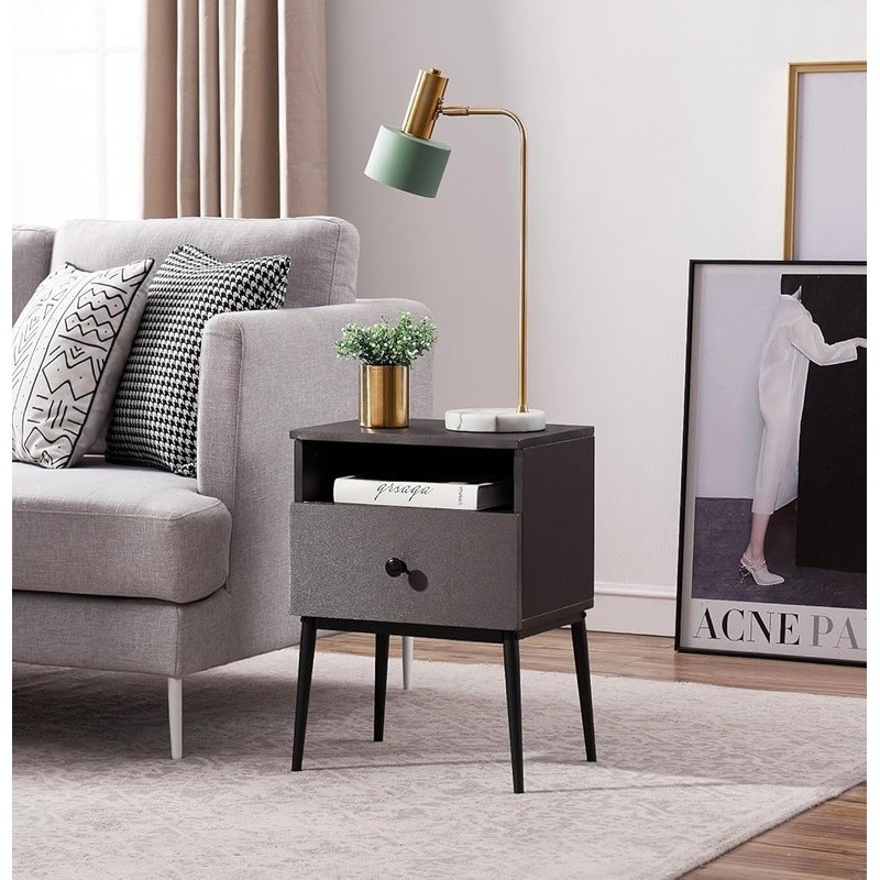 Multi-Functional Nightstand End Table W/ 3 Tiers Storage & Easy Assembly New