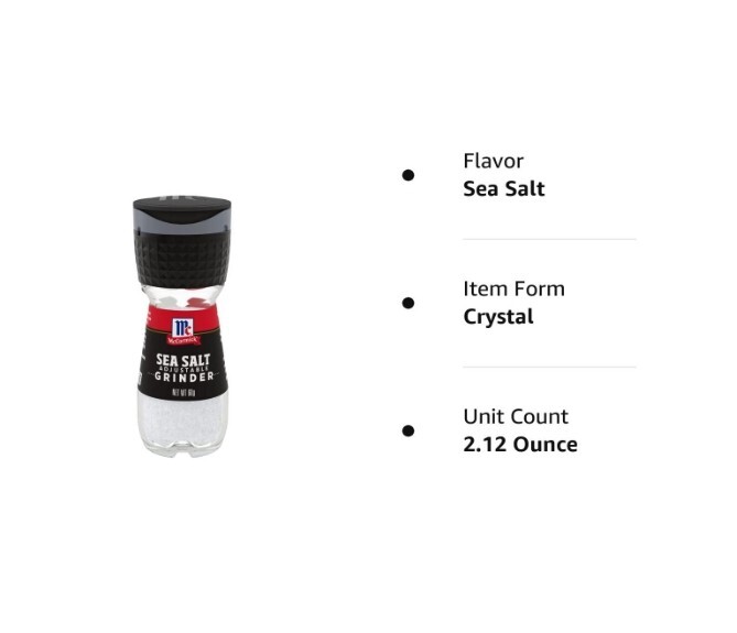 McCormick Sea Salt Grinder, 2.12 oz