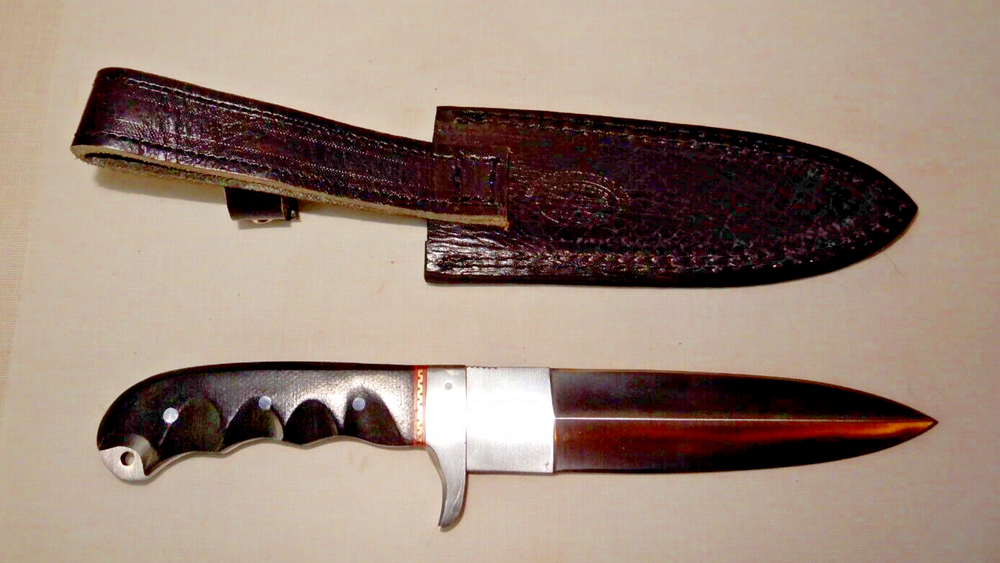 MASSIVE D2 Force 11 1/2" Dagger with Leather Sheath NEVER USED - DISPLAYED ONLY