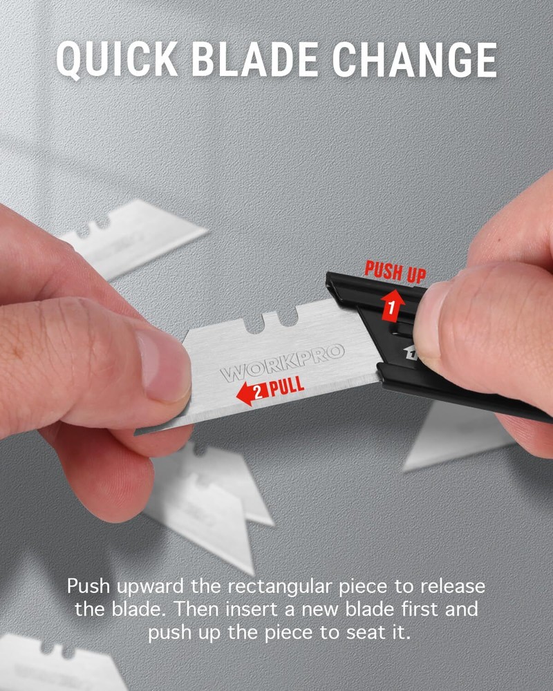 WORKPRO Folding Utility Knife 10 Extra Blade Razor Knife Quick Change Box Cutter