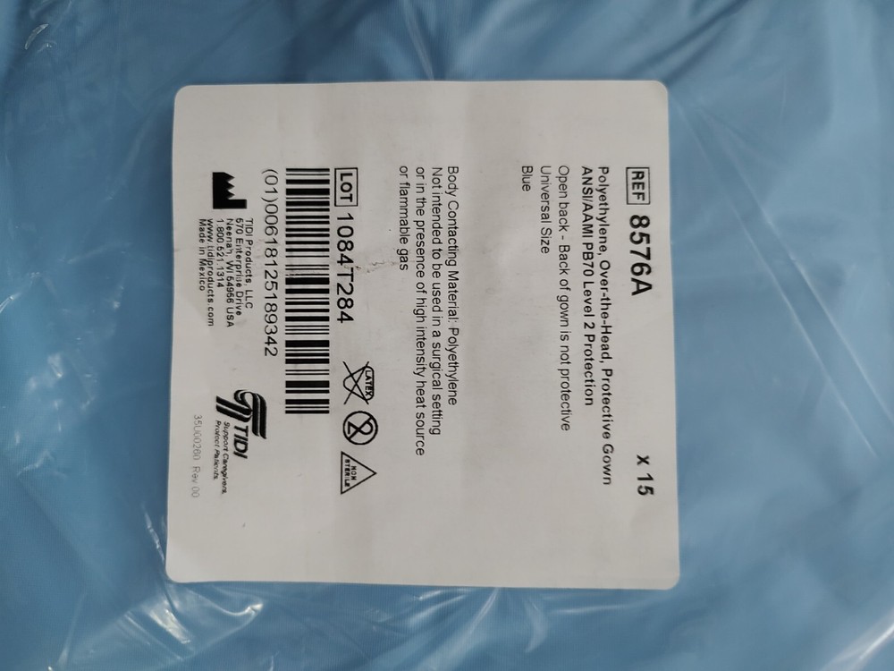 Polyethylene, Over-the-head, protective gown, 15 ct