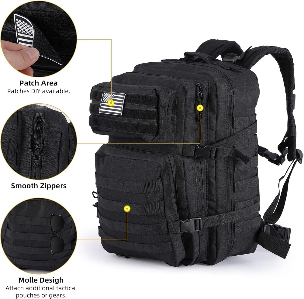 45L Large Molle 3 Day Assault Pack Tactical Army Backpack Bug Out Bag Rucksack