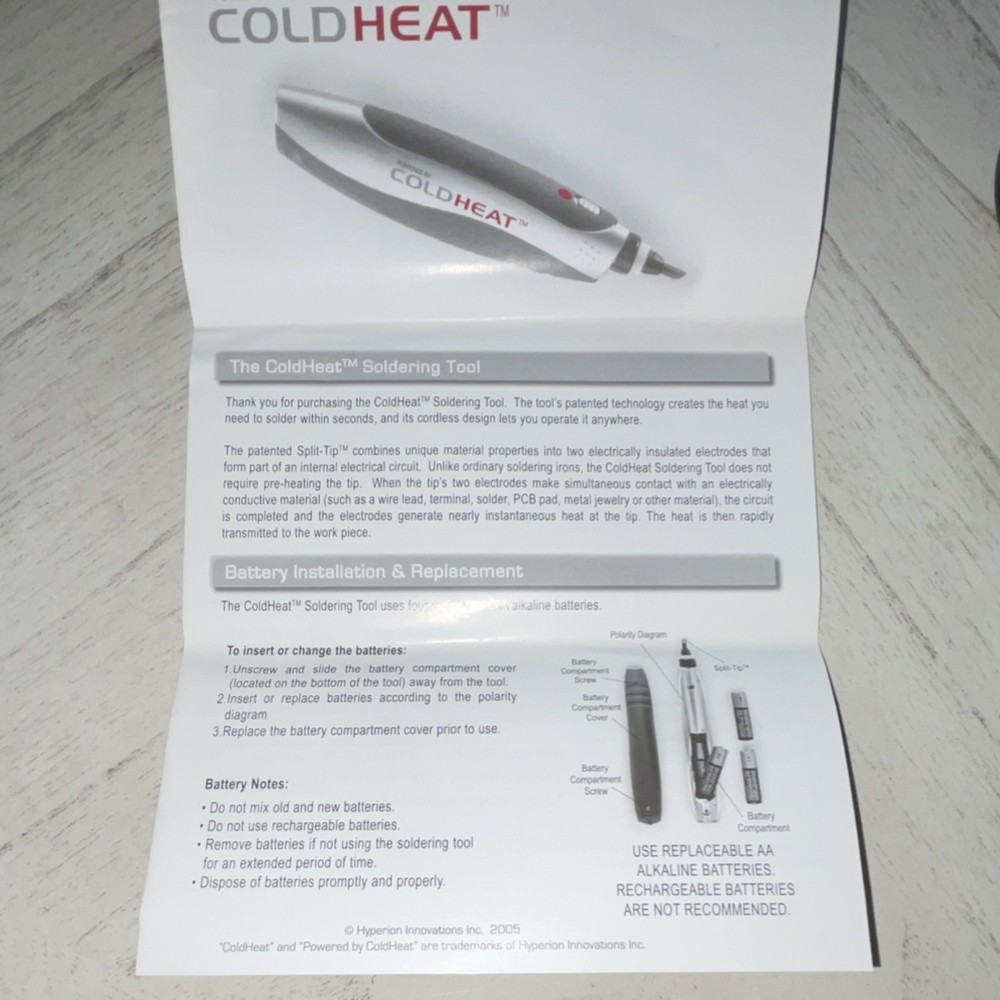 ColdHeat Cordless Soldering Iron Split-Tip LED Indicator