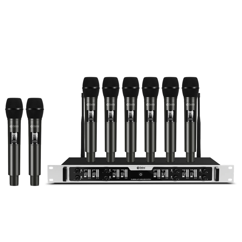 Debra DU8008 8-Channel Wireless Handheld Microphone System Handheld, Lavalier, a