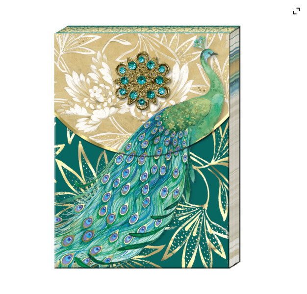 Punch Studio Emerald Peacock Brooch 75 Sheet Notepad