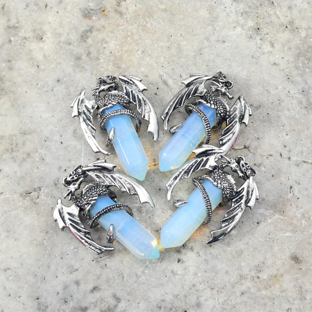Opalite Flying Dragon Point Pendant 34x50mm (1pc)