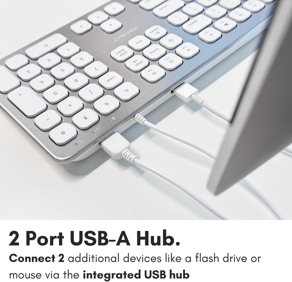 Wired Keyboard for Mac with USB Ports for Mouse - Compatible Apple Keyboard