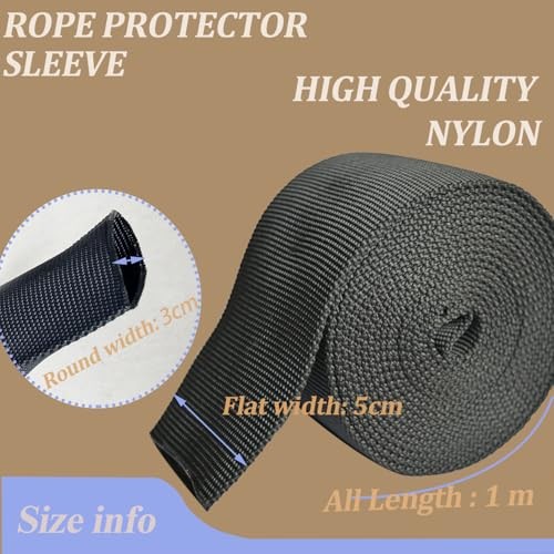 Rope Protector Sleeve for Most Traction Applications, Black Universal Nylon