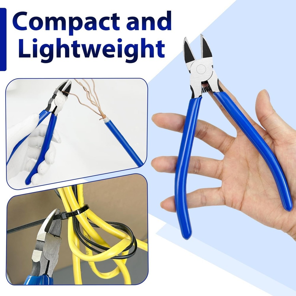 2 Pack Wire Cutters Set, 6" and 5" Ultra Sharp Flush 5"+ 6", Blue