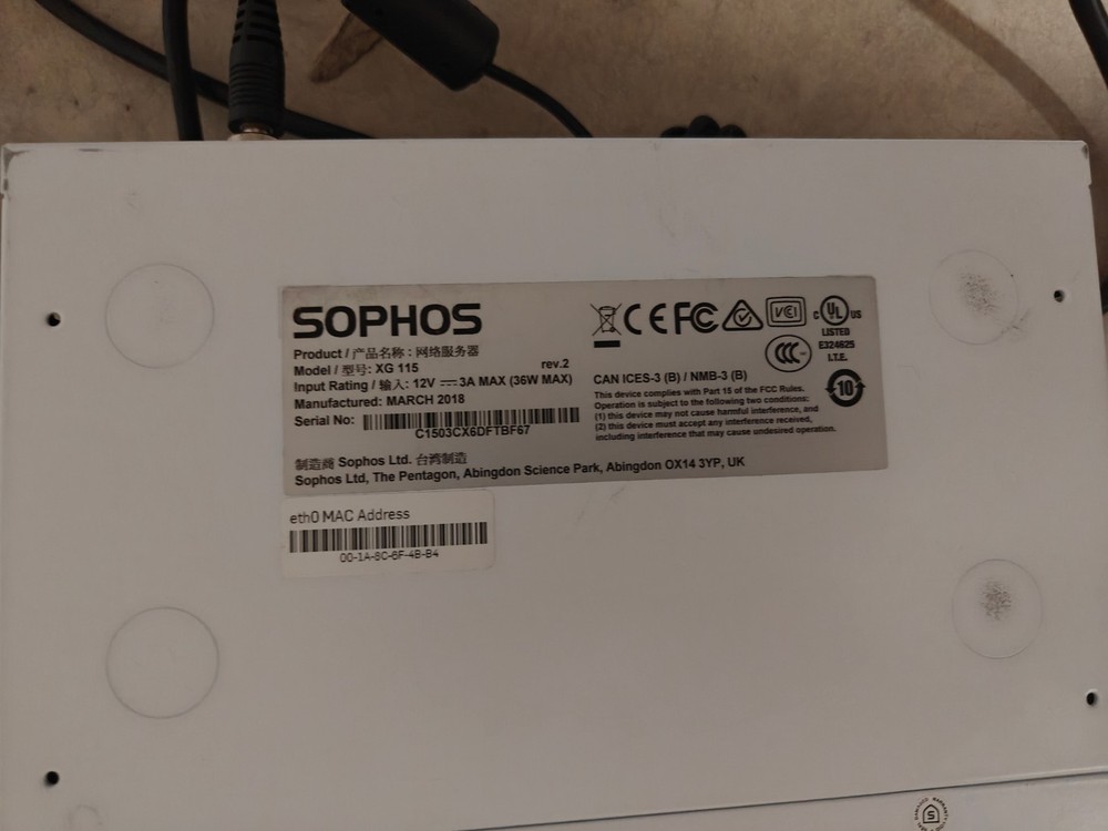 Sophos XG 115 Rev. 2 Network Security Firewall