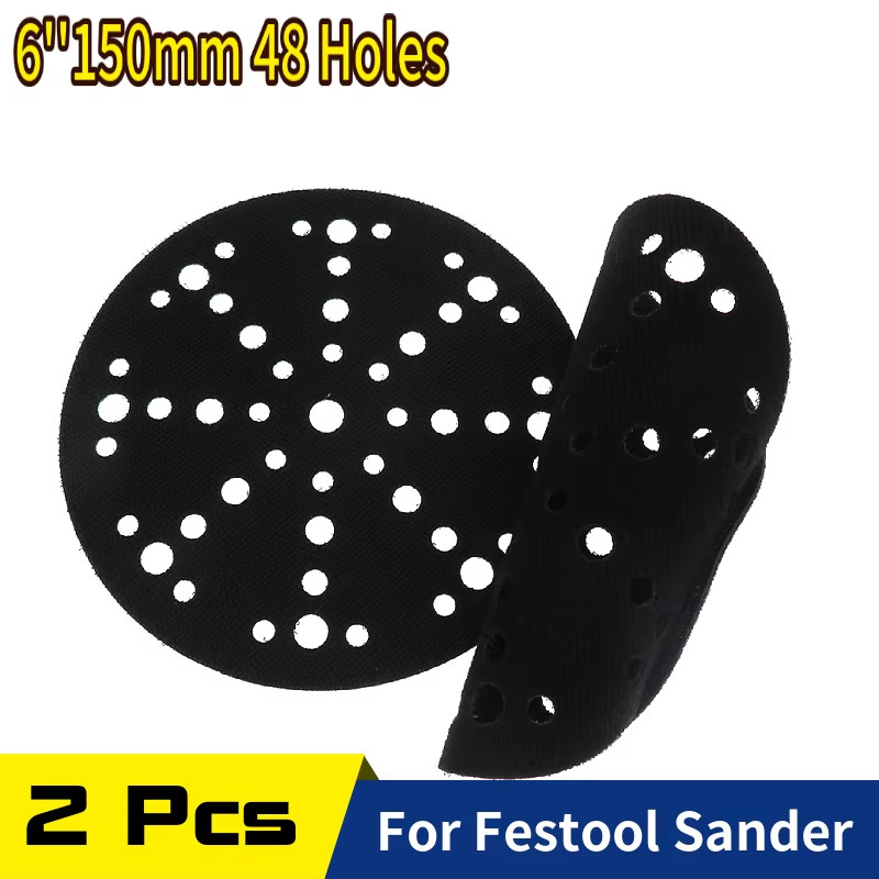 2 Pc 6" 150Mm Interface Pad Protection Disc Hook and Loop 48 Holes for Festool S