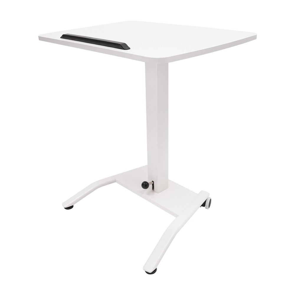 Adjustable Rolling Desk Rolling Podium Desk Standing Lifting Computer Desk White