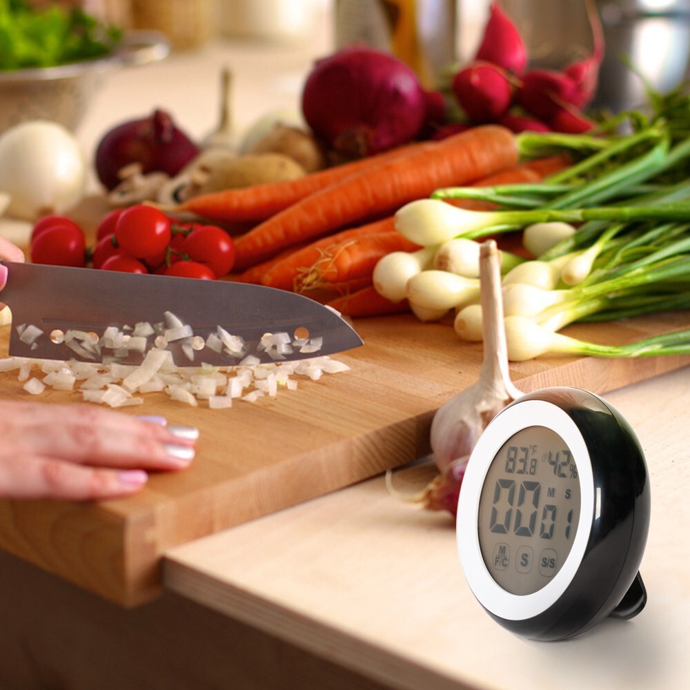 Digital Kitchen Timer with Magnetic Digital Thermometer Humidity, LED Display