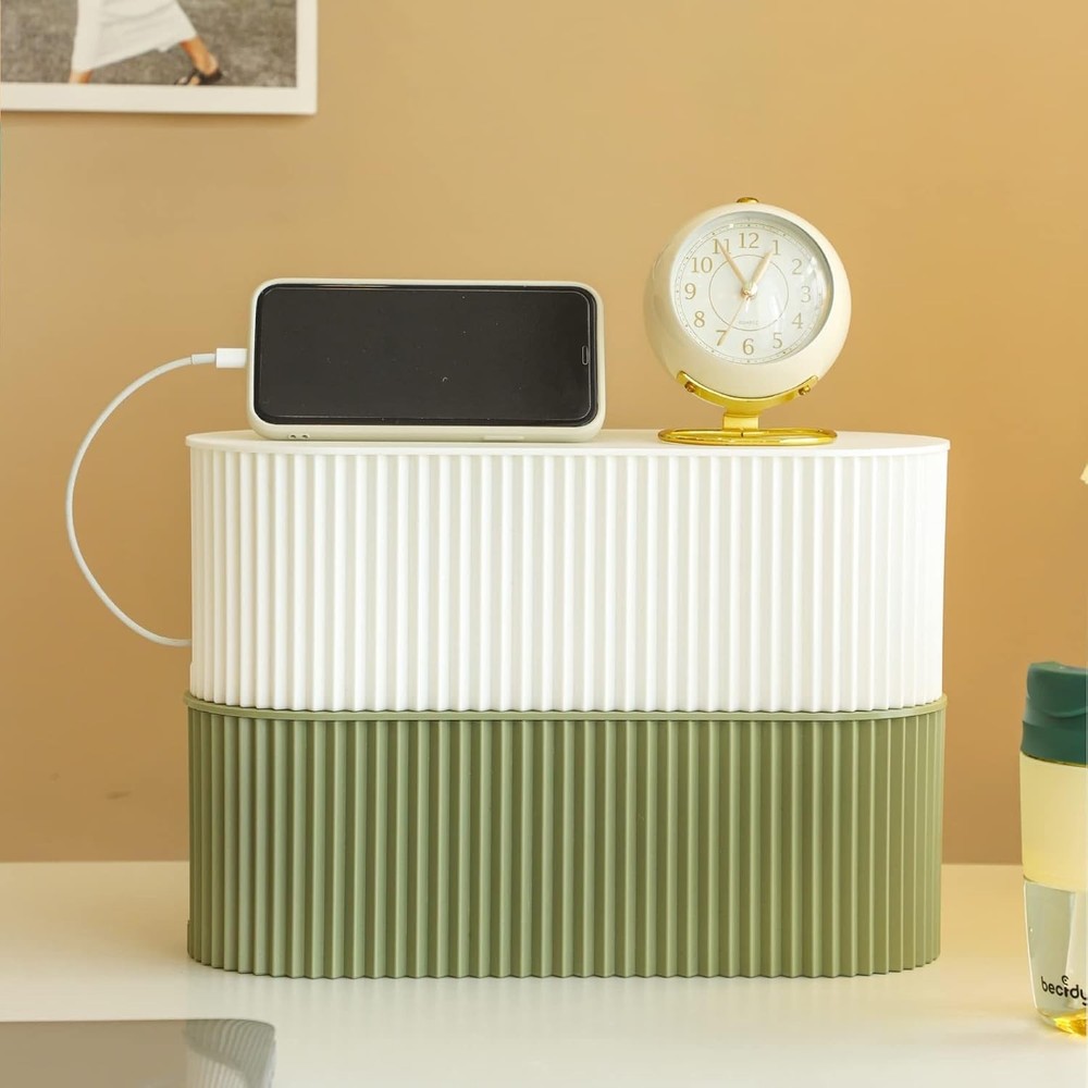 Cable Management Box for Chargers, Adapters - White