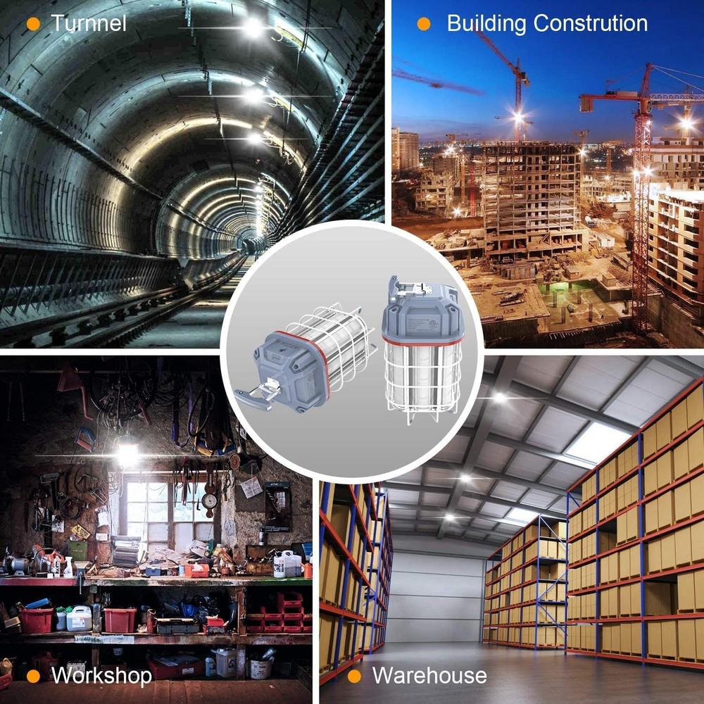 80W LED Temporary Work Light Construction Lights Warehouse Lighting Plug-n-Play