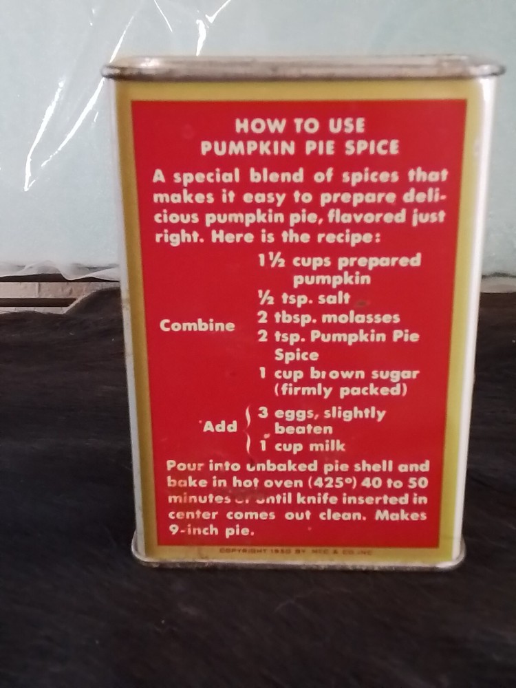 Schilling Pumpkin Pie Spice Tin 2 Oz Vintage