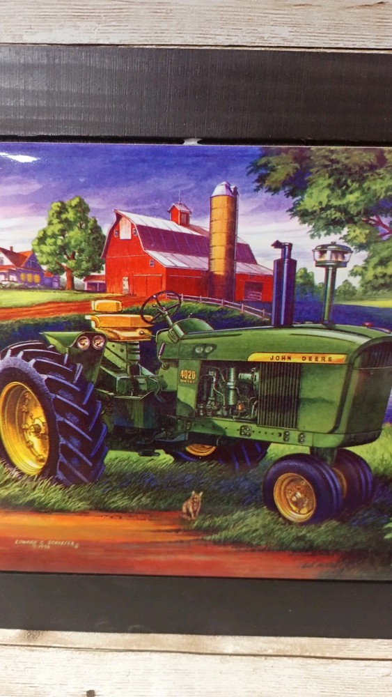 Vintage John Deere Tractor Tile Trivet