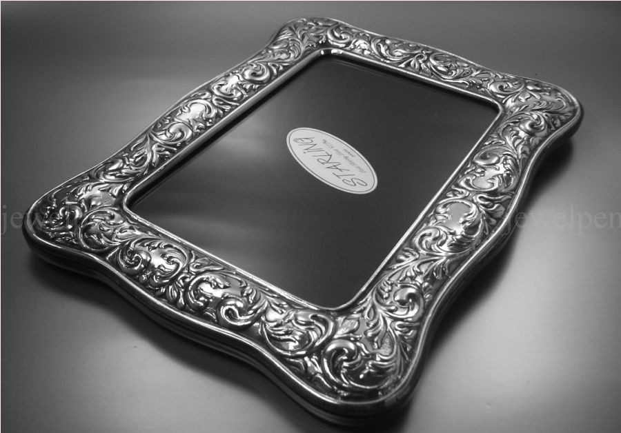 High-Quality Victorian Photo Frame Solid 925 Sterling Silver Mahogany(V1)