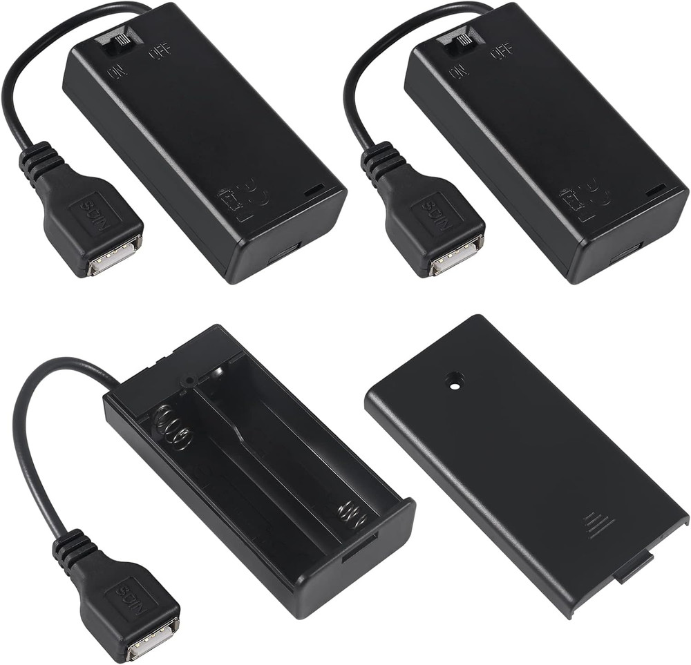 3Pcs 2 AA Battery Holder USB Female Socket 2 AA Battery Case Box Holder