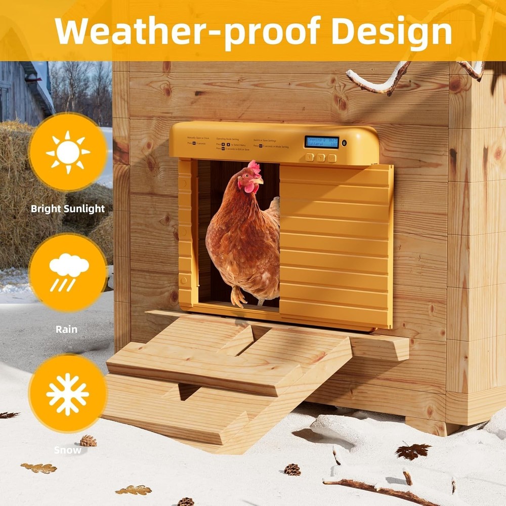 Automatic Chicken Coop Door Battery & Adapter Powered with Timer & Light Sensor