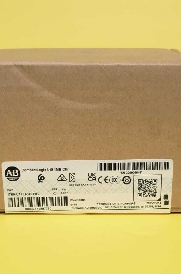 2025 Sealed Allen Bradley 1769-L19ER-BB1B Ser C CompactLogix 5370 Controller