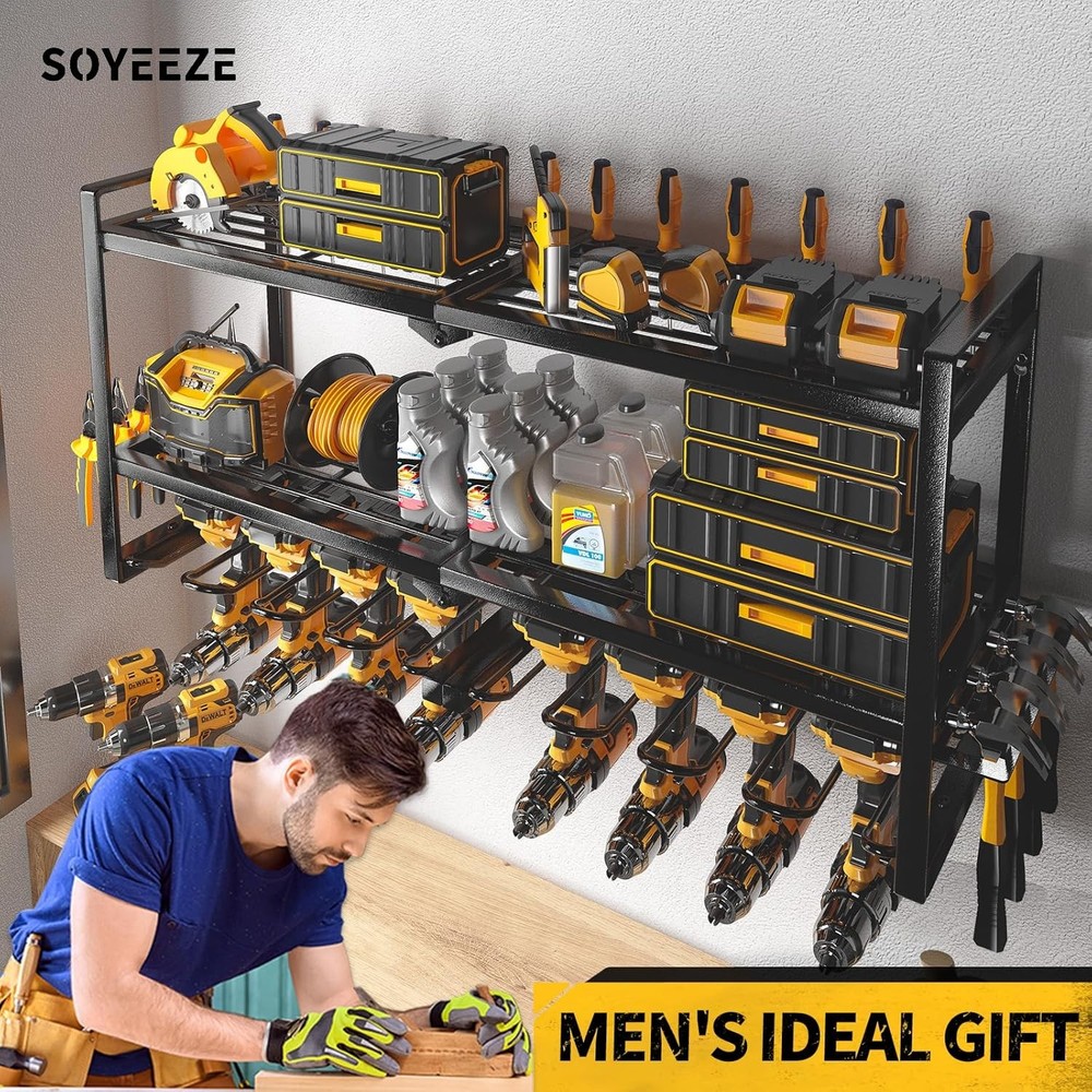 Power Tool Organizer 8 Drill & Screwdriver Wall Mount 3 Layer Storage Rack