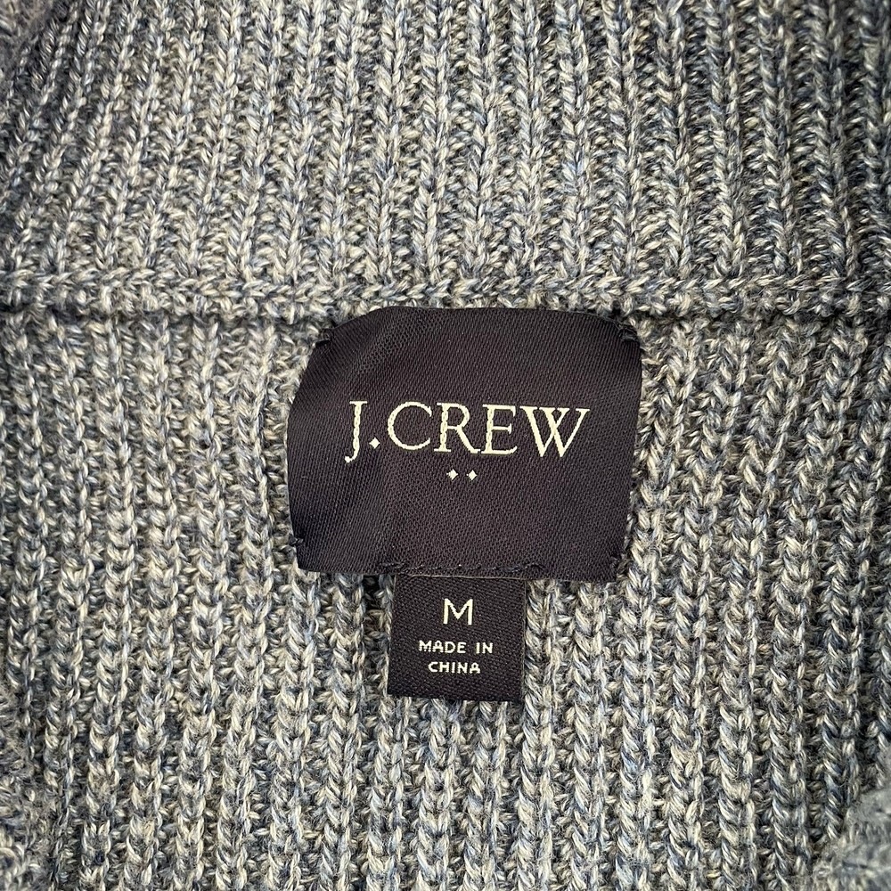 J Crew Sweater Mens M Blue-Gray Button Front Cardigan Pullover Ribbed Classic