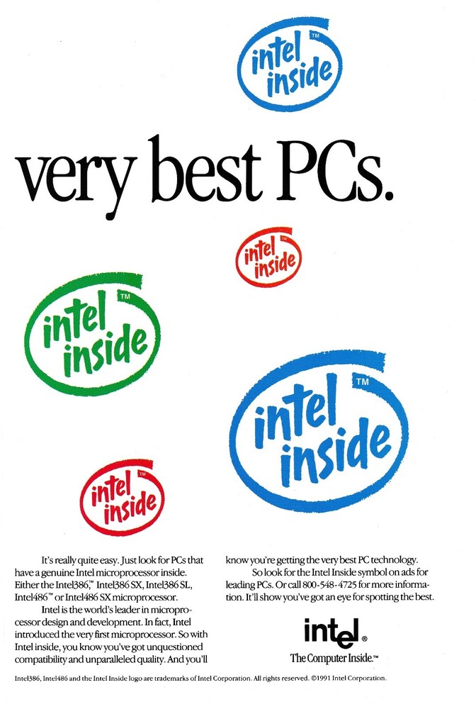 1991 Vintage 2-Page Ad Intel Inside Microprocessor Computer PC Intel386 Intel486