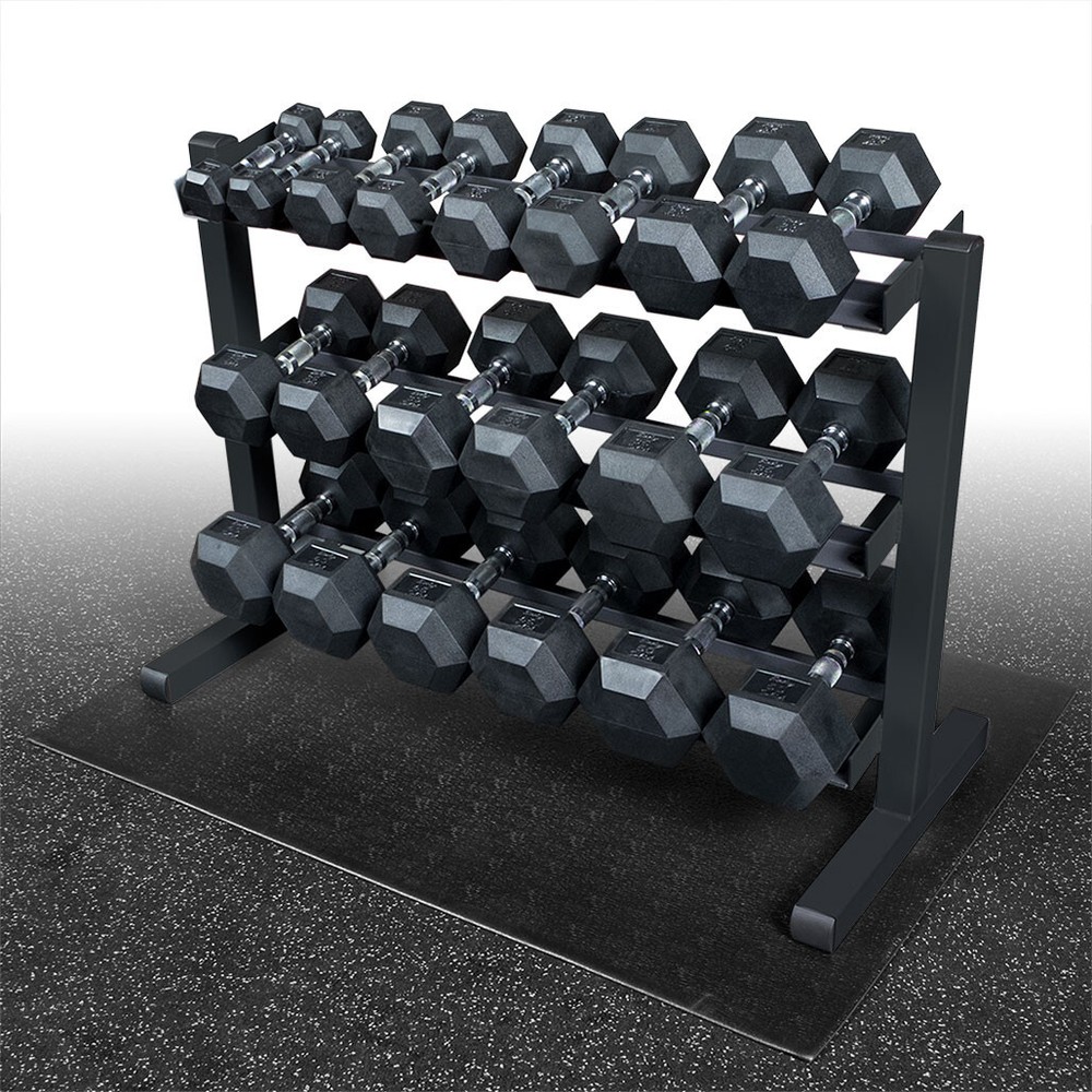 Body-Solid 5-50 lb. Rubber Dumbbell Package with Rack