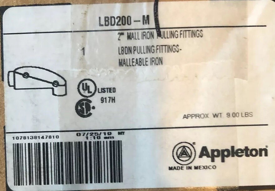 Appleton LBD200-M 2” Malleable Iron Pulling Fitting LBDN