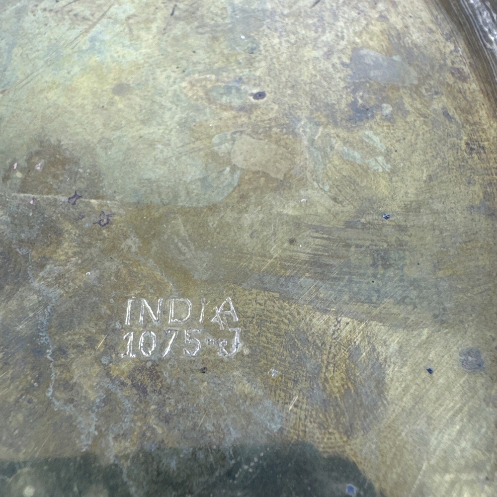 India Etched Brass Flower And Leaf Pattern Bowl