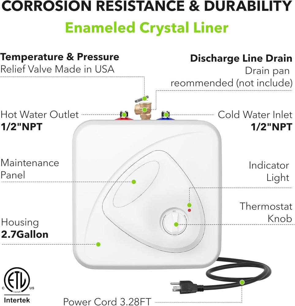 Electric Under Sink Point of Use Mini-Tank Water Heater 2.7G 1440W 120V *6685D1K