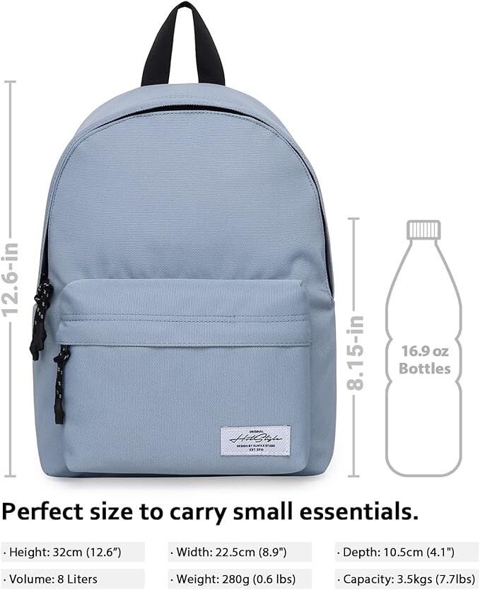 HotStyle SIMPLAY+ Mini Backpack, Multiple Colors and Patterns, 8 Litres Plain