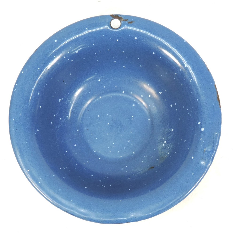 Vintage Enamelware Salesman Sample Basin Dark Blue Tiny White Specks