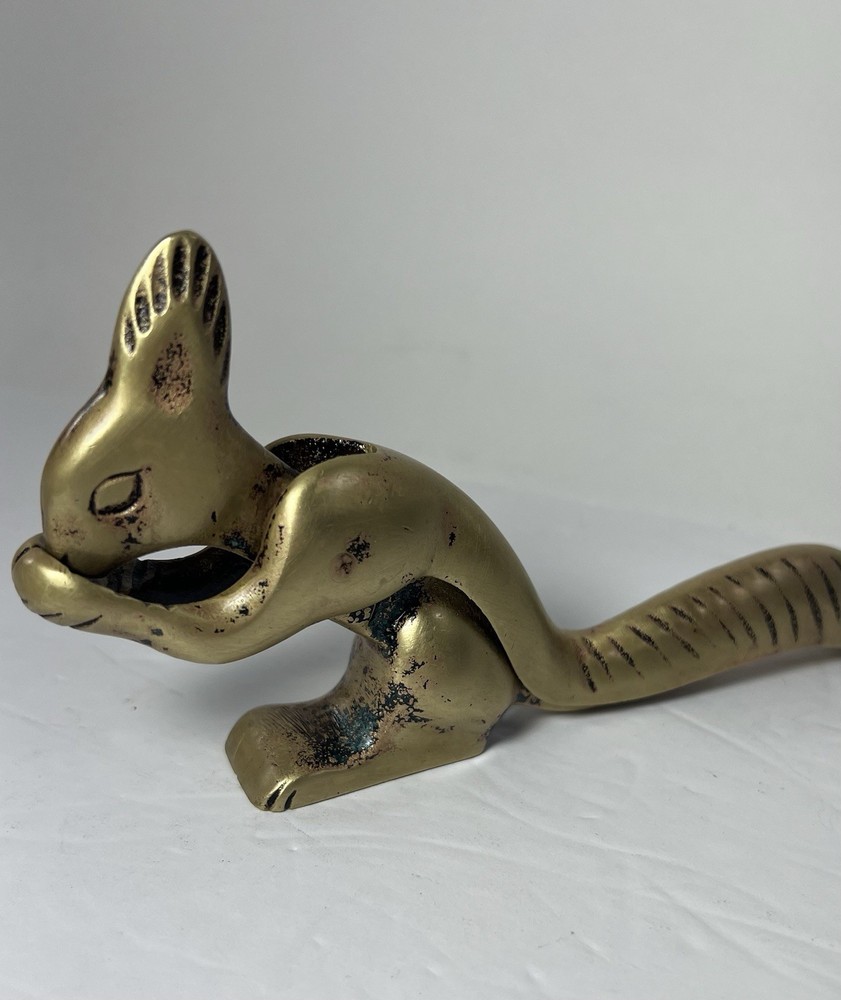 Vintage Solid Brass Figural Squirrel Nut Cracker Heavy Stamped Germany