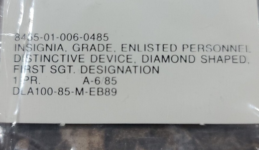 First SGT. Enlisted Personnel Distinctive Device, insignia 1 pair