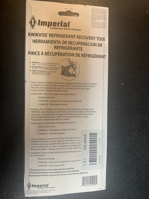 Imperial Tools PT109 Kwik-Vise Refrigerant Recovery Tool