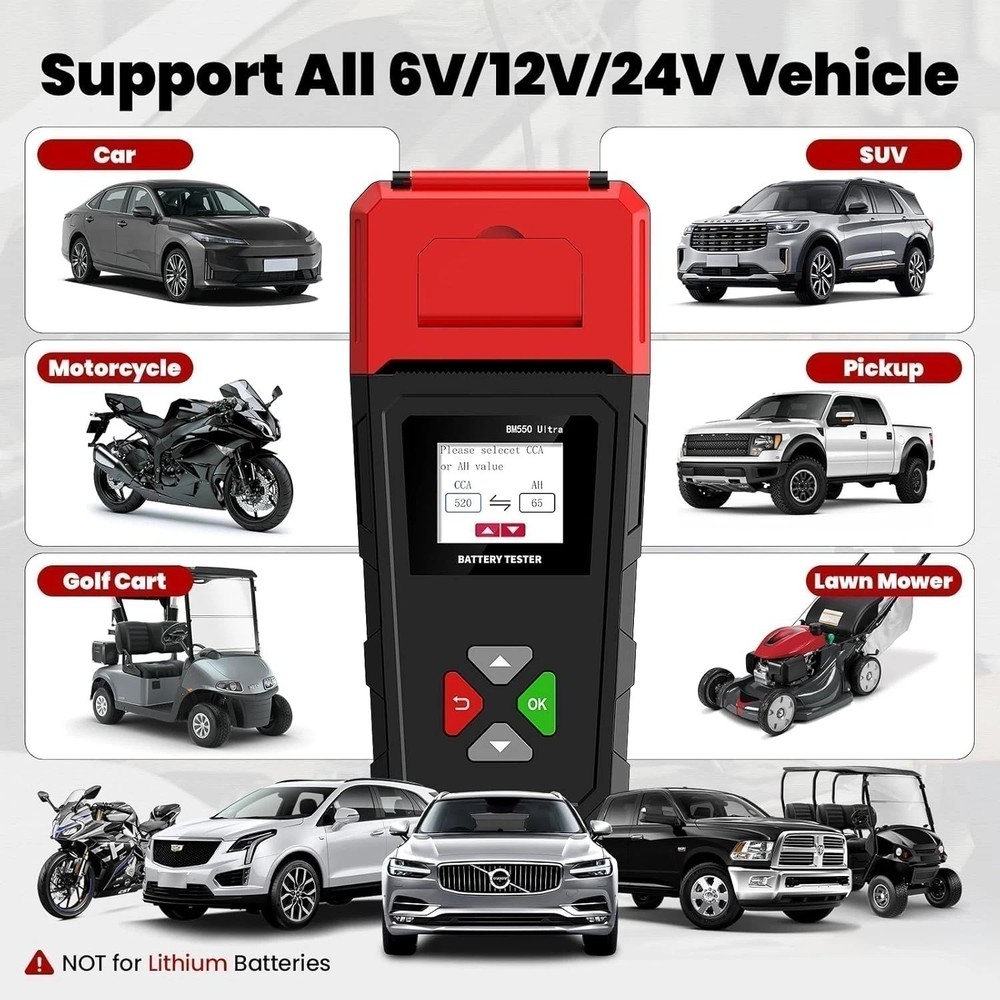 12/24 V Hand Held Battery-Electrical System Tester w/ Printer