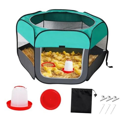 Pop Up Chicken Brooder Starter Kit - Easy to Assemble, Portable & Easy to