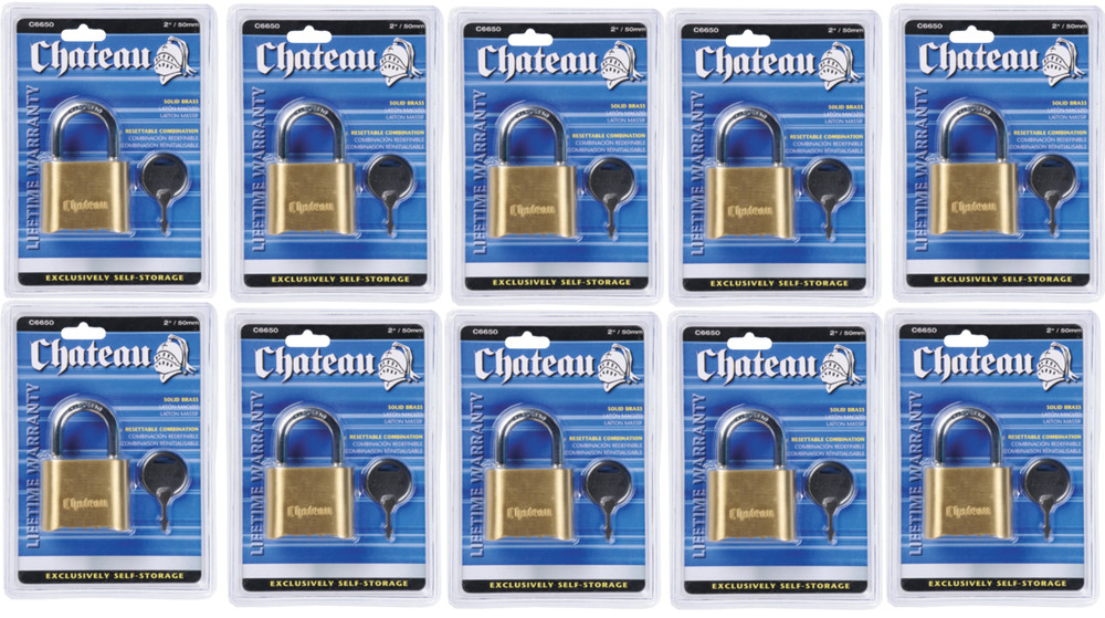 2” Heavy-Duty 4-Wheeled Combination Padlock ( Resettable ) 10 Pack
