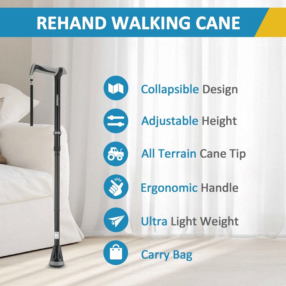 Adjustable Foldable Walking Cane for Seniors - Lightweight Heavy Duty Canes