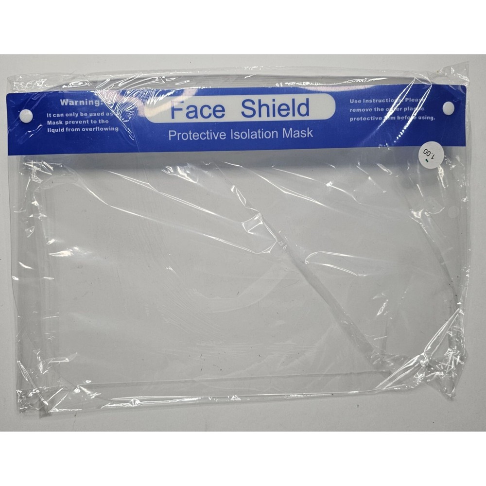 Face Shield Protective Isolation Mask 8.5x13" Clear Cover