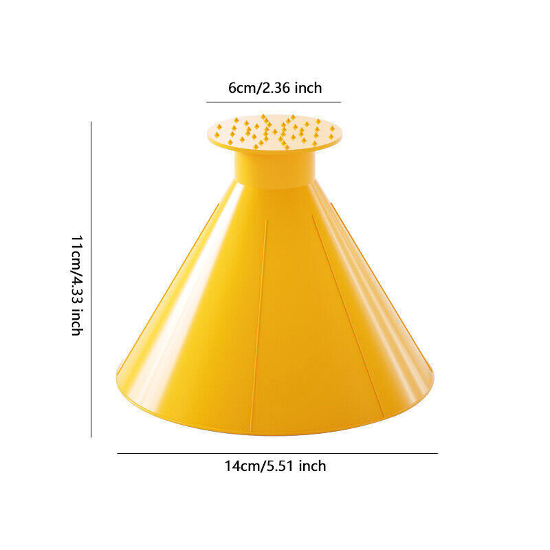Magical Car Windshield Ice Snow Remover Scraper Tool Round Funnel Cone Yellow