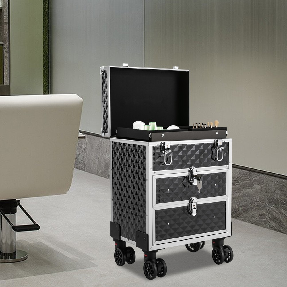 Professional Rolling Makeup Train Case Makeup Storage Organizer Cosmetic Trolley